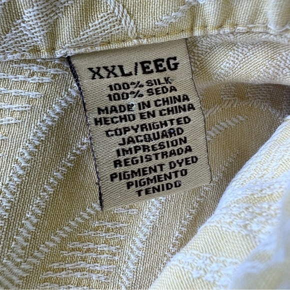 Jamaica Jaxx 100% Silk Jacquard Palm Frond Hawaiian Shirt Yellow XXL Banana Leaf - Picture 11 of 13